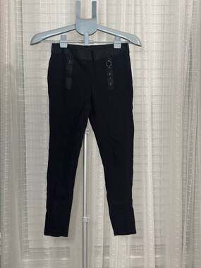 BEBE Built in Double belt spandex black pants VTG Y2K SZ 24  Waist